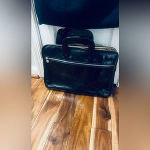 FLOTO Firenze slim black briefcase.  100% real leather!